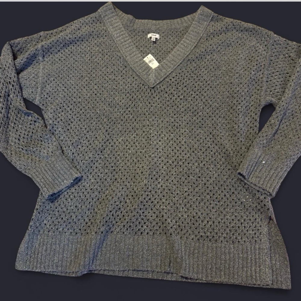 Gray V-Neck Women's Sweater